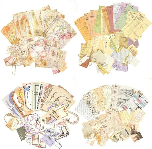Scrapbook Paper, 400 sheets of journaling supplies for Vintage Crafts Planner Bullet Junk Journal Supplies Mixed Media Collage Card Album Embellishments