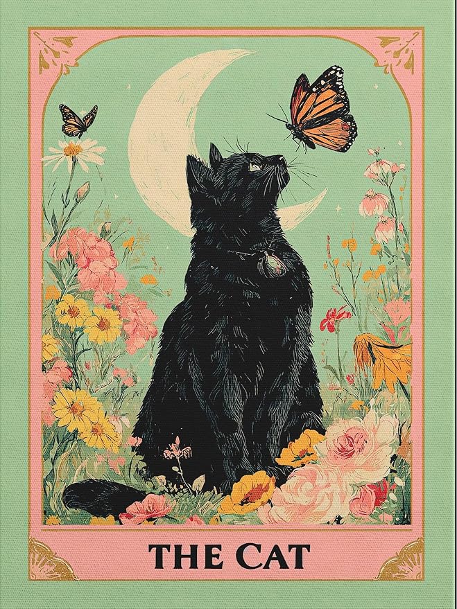 ijbnhd Cat Diamond Art Kits for Adults Black Cat 12X16inch