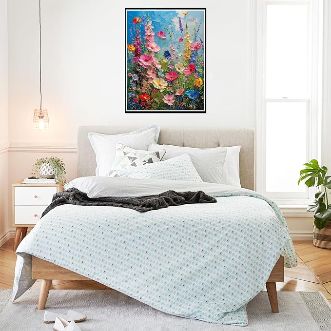 Ausanrl Wild Flowers Square Diamond Painting Kits - Square Drill Diamond Paintings Flowers,Square Diamond Art,DIY Flower Gem Painting for Adults and Crafts for Gifts and Home Wall Decor 12x16inch