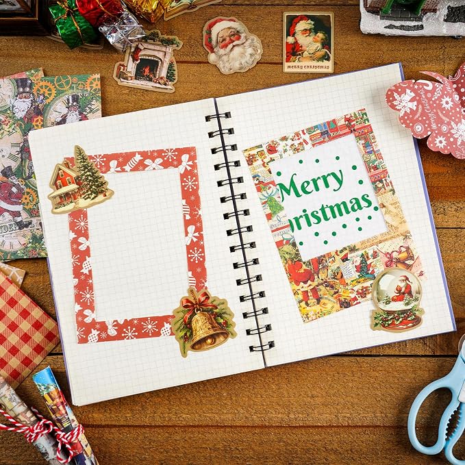 DOLEEYAE 287pcs Vintage Junk Journal Kit, Scrapbook Paper & Stickers