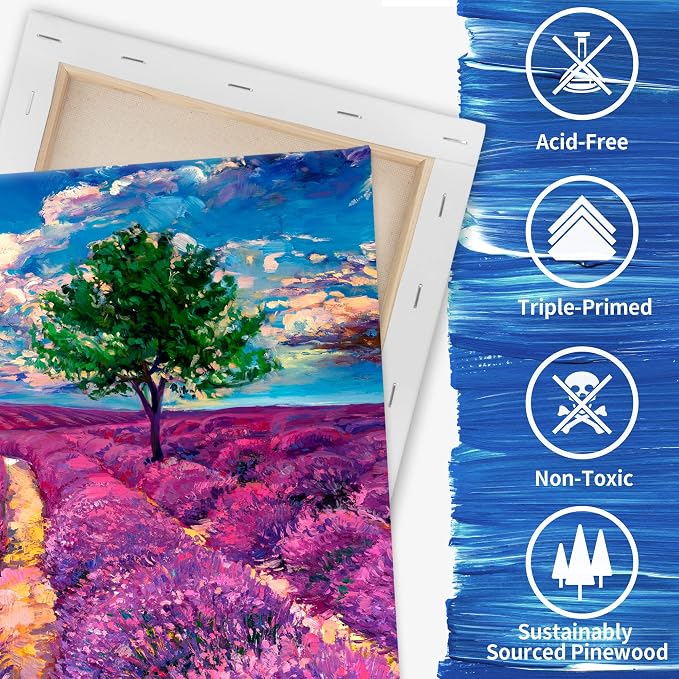 FIXSMITH Stretched Canvas for Painting- 10 Pack Multisize 4x4,5x7,8x10,9x12,11x14 (2 of Each),100% Cotton,Primed,for Acrylic,Oil,Other Wet or Dry Art Media,for Artists,Kids,Beginners and More.