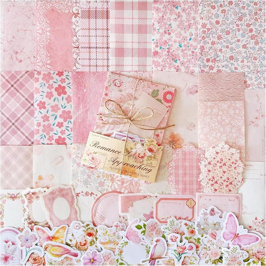 Doraking 100pcs Vintage Floral Scrapbook Paper Journaling Stickers