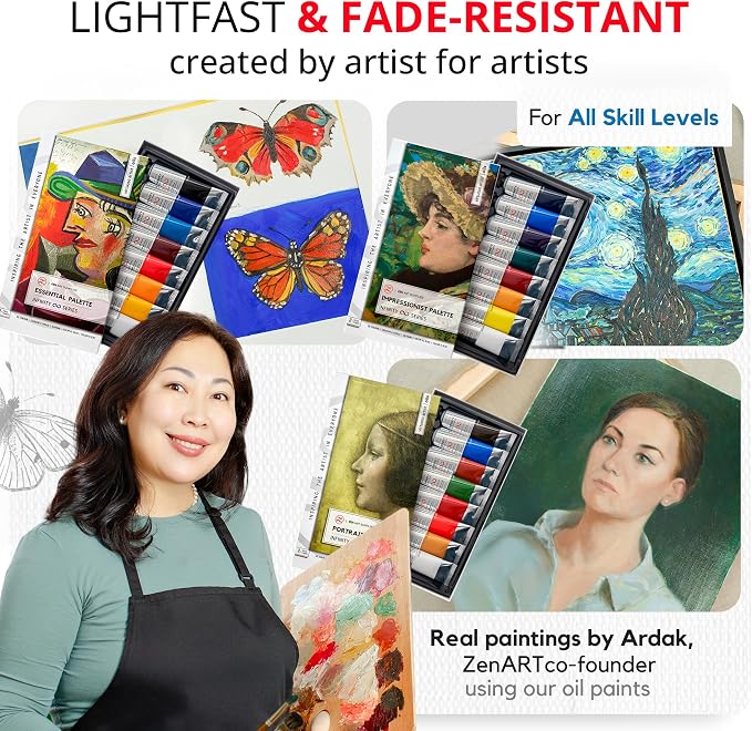 ZenART Professional Oil Paint Set - Artist Grade Raw Umber - 2x50ml | Non-Toxic, Buttery Consistency, Rich Pigment, Lightfast Oil Paints for Primed Surface Canvas, Fine Art, Portraits & Landscape