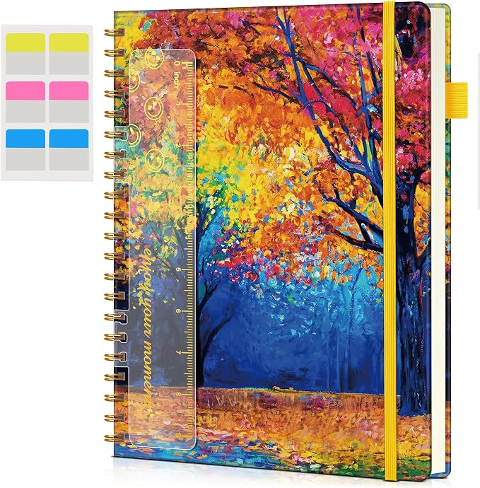 Spiral Notebook Journal 8.5” x 11”, A4 Large Notebooks for Women Men, College Ruled Lined Journal, 100 GSM Paper, Hardcover Spiral Bound Journals for Work School Note Taking Business, Autumn Woods
