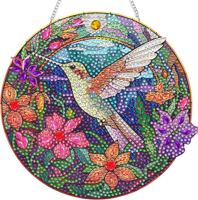 SKRYUIE Bird Hanging Pearl Diamond Art Kits for Adults Suncatcher A53 | Special Shaped Crystal DIY Hanging Diamond Painting Kit, Gift for Mother Spring Summer Window Wreath Decor 7.28 x 7.48 Inch