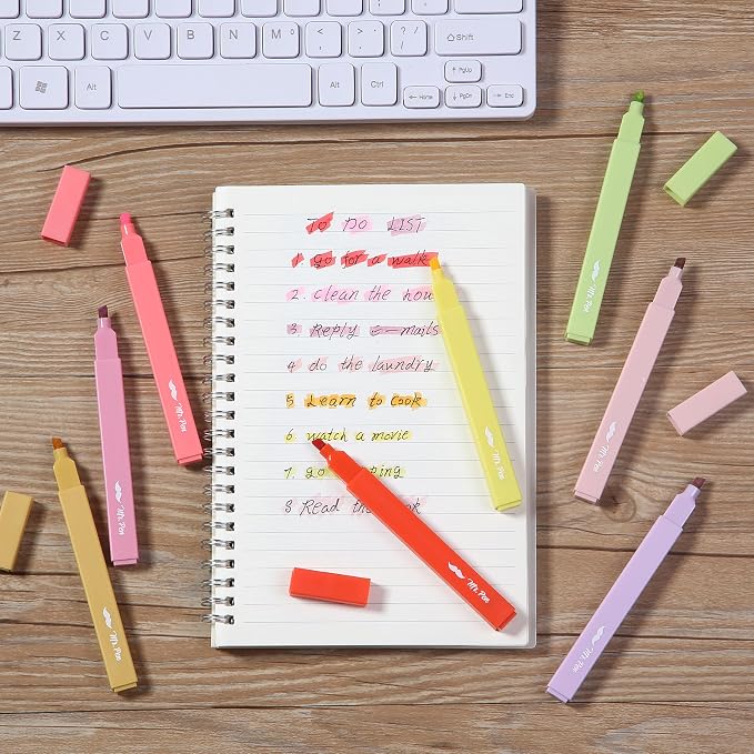 Mr. Pen- Aesthetic Highlighters No Bleed, 8 Pack, Assorted Colors | Chisel Tip, Cute Highlighters Assorted Colors for Journaling, Highlighting, Underlining, Fast Dry, Back to School Supplies