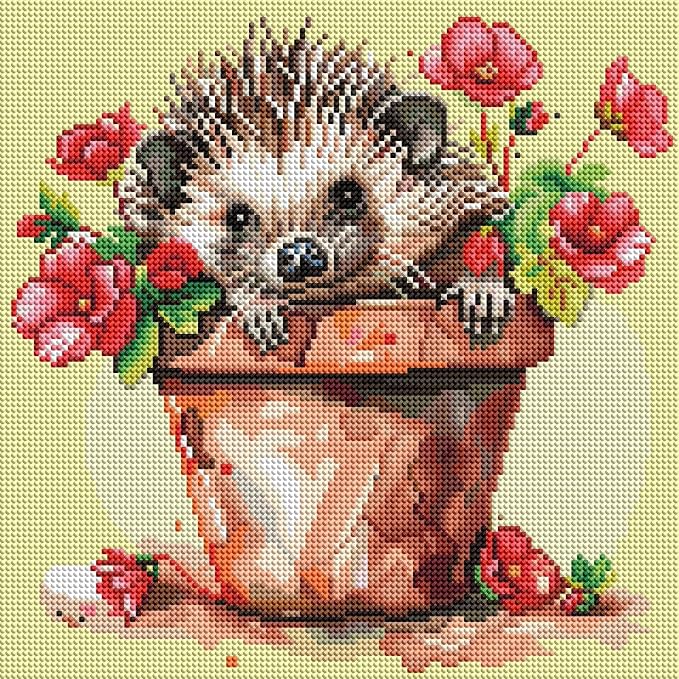 DIAMOND ART CLUB Floral Hedgehog Diamond Art Kits for Adults