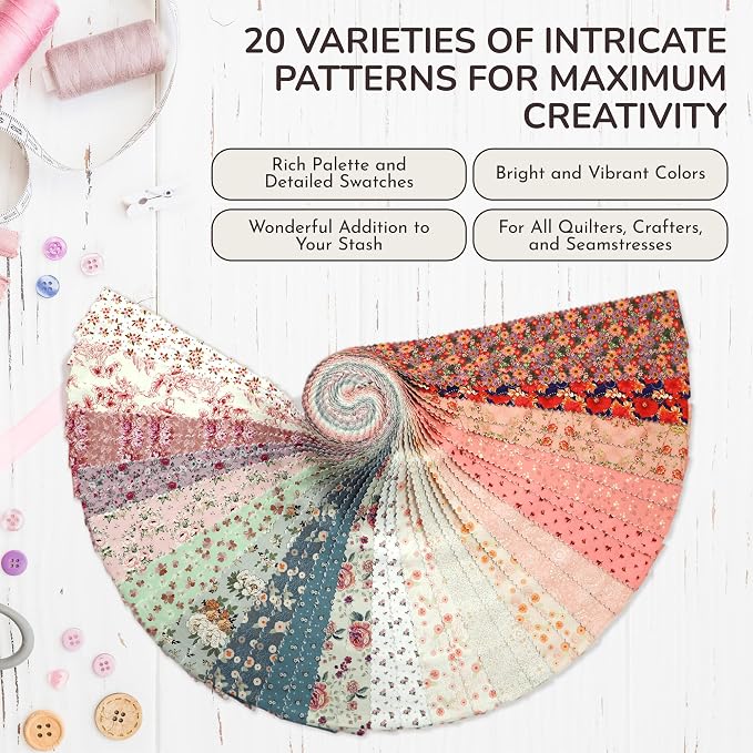 Tinyspool & Co.'s Twirlie Roll 40 Precut Quilting Fabric Strips for Quilting Supplies, Crafting, Sewing, Soft Cotton Strip for Blanket, Rug, Upholstery, Home Decor, and Purse Making, Waterlily Pond