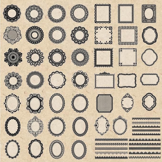 PRSTINCOL 120 PCs Lace Scrapbook Stickers,Waterproof Cutout Transparent Sticker PET Transparent Lace Stickers for Scrapbooking DIY Decoration Making Notebook Frame Album Handmade(Black)