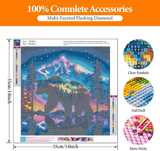 Diamond Art Kits for Adults, Bear DIY 5D Diamond Painting for Beginners | 14x14 Inch, Full Drill Round Dots, Forest Mountains Gem Art Craft Kits, Home Wall Decor, Stress Relief Relaxing Hobby Gift