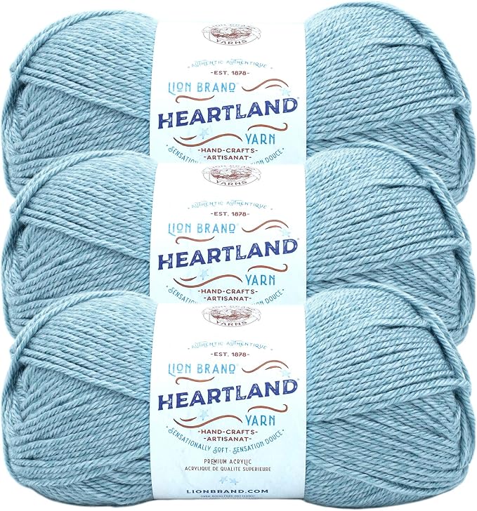 Lion Brand Yarn, Heartland Crochet Yarn, Voyageurs, Blue, 3 Pack