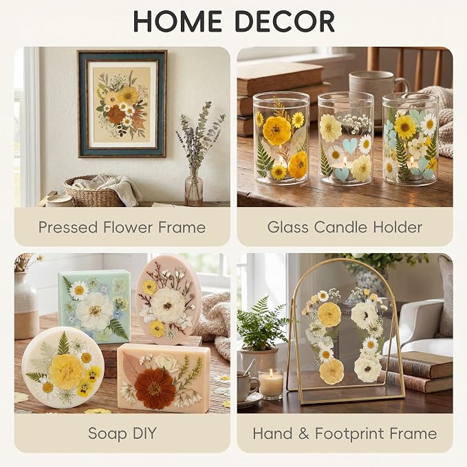 LUXEEASE 100P Vintage Warm Tone Dried Pressed Flowers