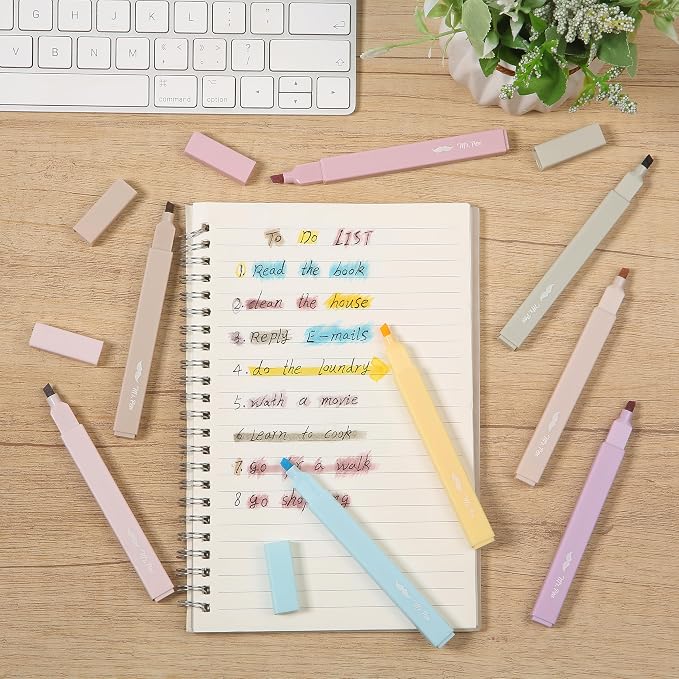 Mr. Pen- Aesthetic Highlighters No Bleed, 8 Pack, Assorted Colors | Chisel Tip, Cute Highlighters Assorted Colors for Journaling, Highlighting, Underlining, Fast Dry, Back to School Supplies