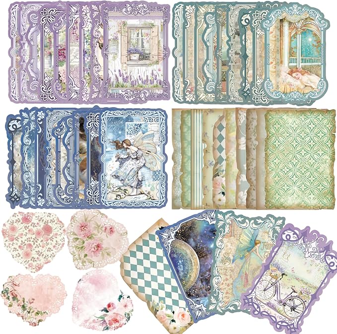 90pcs Scrapbook Stationery Paper Set Vintage Die-Cut Frames decoupage paper