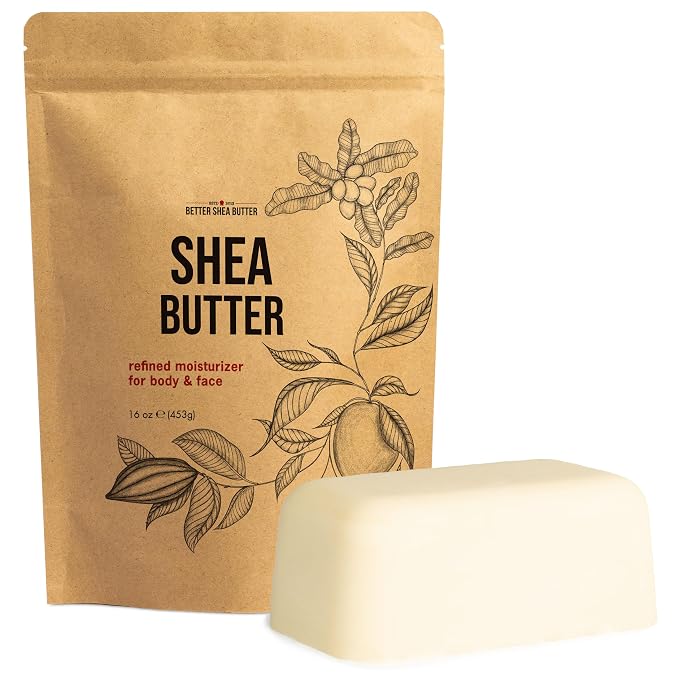 Refined Shea Butter Unscented - 100% Pure African Shea Butter for Hair and Dry Skin - Use for Soap Base, Face and Body Moisturizer, for DIY Whipped Body Butter and Lip Balm 1 LB Bar