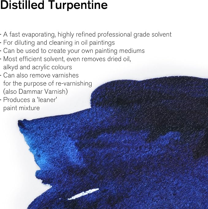 Winsor & Newton Distilled Turpentine, 500ml (16.9-oz) Bottle