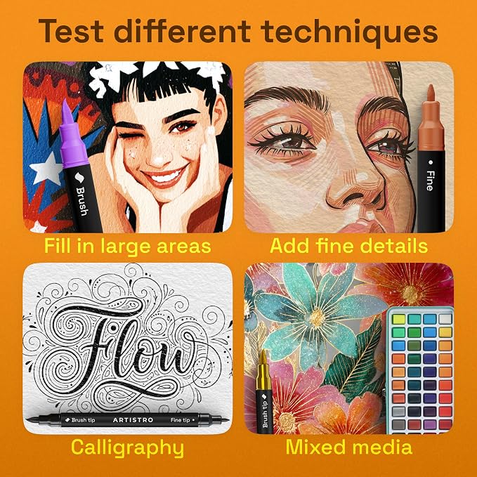ARTISTRO 72 Dual-Tip Acrylic Paint Marker Pens for Drawing | For Fabric, Rock, Glass, Wood, & Molds, Arts & Crafts Gift for Adults, Teens, & Kids, Classroom Must Haves & School Supplies