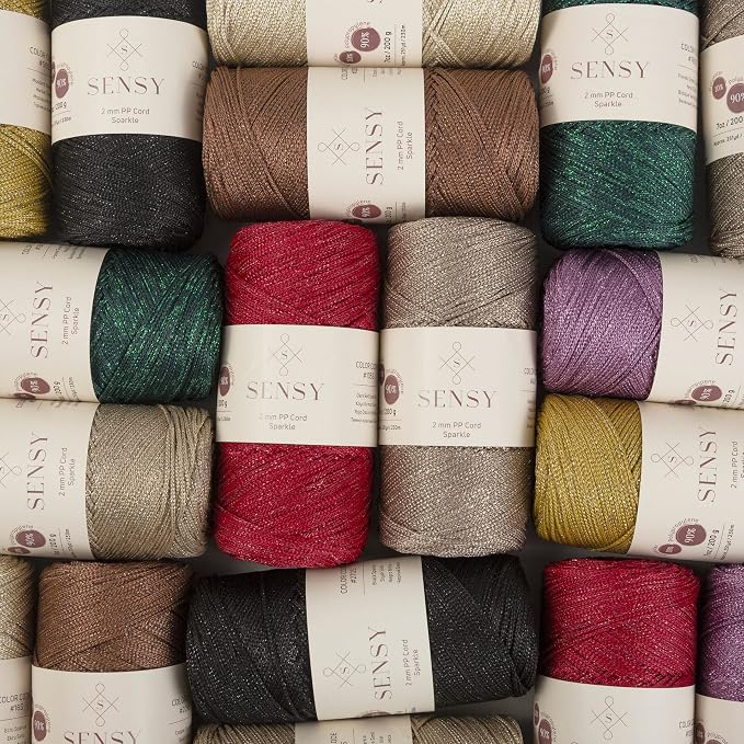 S Sensy 2mm Sparkle-Premium Polypropylene Macrame Cord Gray Sparkle 252yds