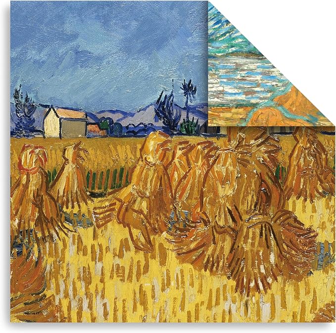 Origami Paper Kit 100 Sheets, 6x6 Inch Double Sided 40 Vivid Colored Paper | 70GSM Colorful Paper,40 Different Pattern Origami Kit,DIY Hand Crafts,Arts Creativity,Easy to Fold,No-Fading.Gogh Starry Sky