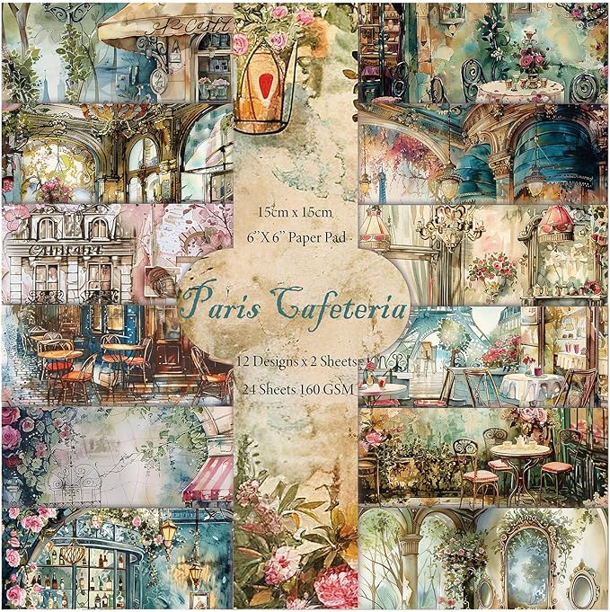 24 Sheets 6"x6" Scrapbook Paper Single-Sided Pattern Decorative Paper