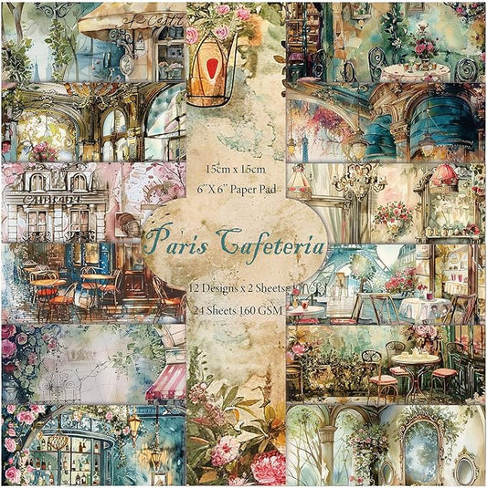 24 Sheets 6"x6" Scrapbook Paper Single-Sided Pattern Decorative Paper