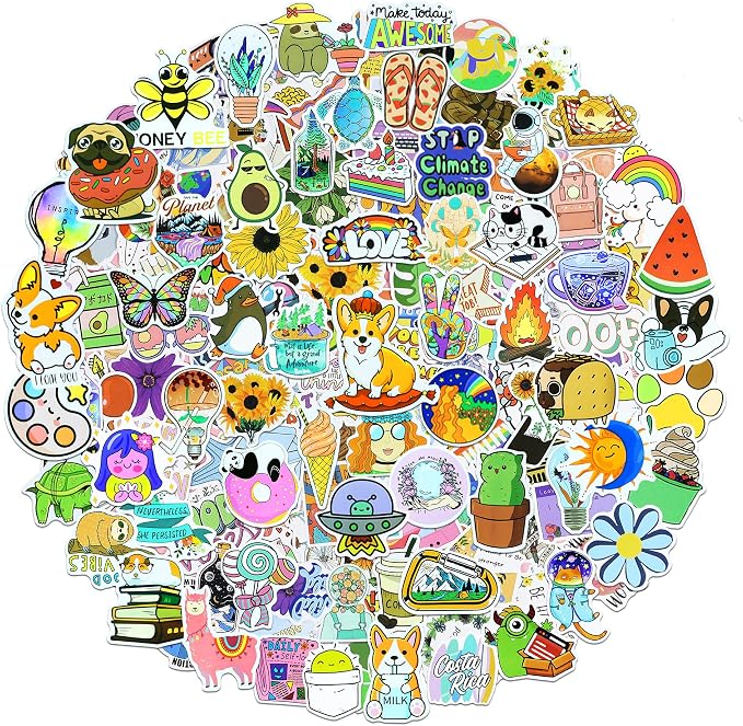 EOAOD 200 Cute Aesthetic Water Bottle Stickers for Kids, Waterproof Vinyl | Perfect for Classroom Prizes and Rewards, Laptops, Skateboards, Notebooks and Crafts, Ideal for Kids, Teens and Students