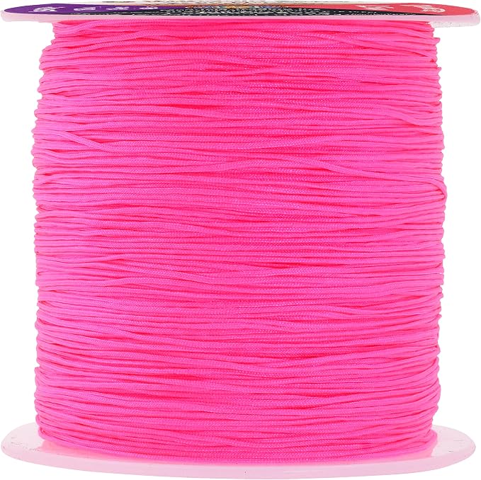 Mandala Crafts 0.5mm Hot Pink Rattail Nylon Satin Cord for Jewelry Making