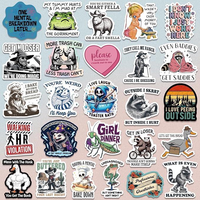 200 PCS Funny Holographic Stickers for Adults, Waterproof Vinyl Sarcastic Meme Decals for Laptop, Water Bottle, Phone, Kindle, Journal, Scrapbook, Bumper, Skateboard, Luggage, No Repeats