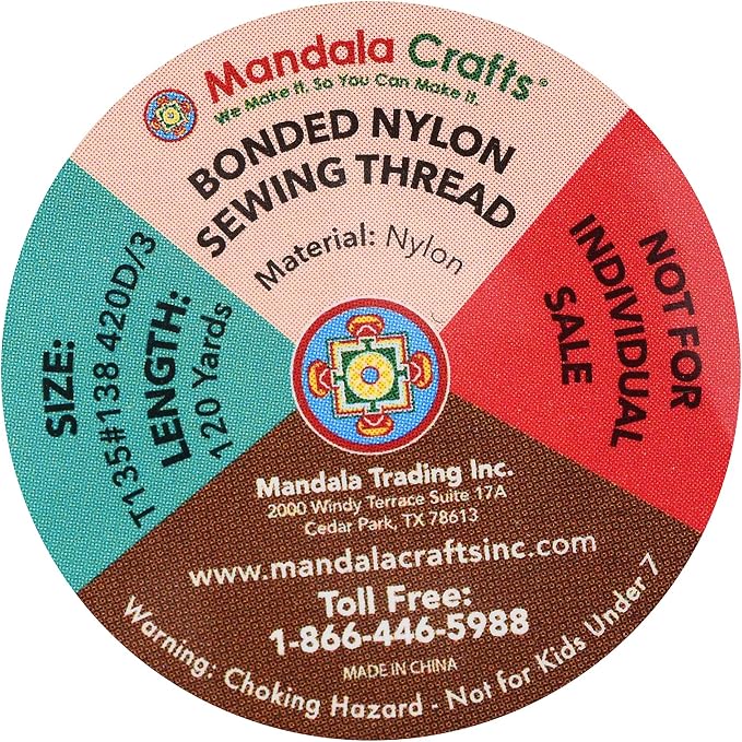 Mandala Crafts Size 138 420D T135 12 Neutral Bonded Nylon Thread, 1440 YDs