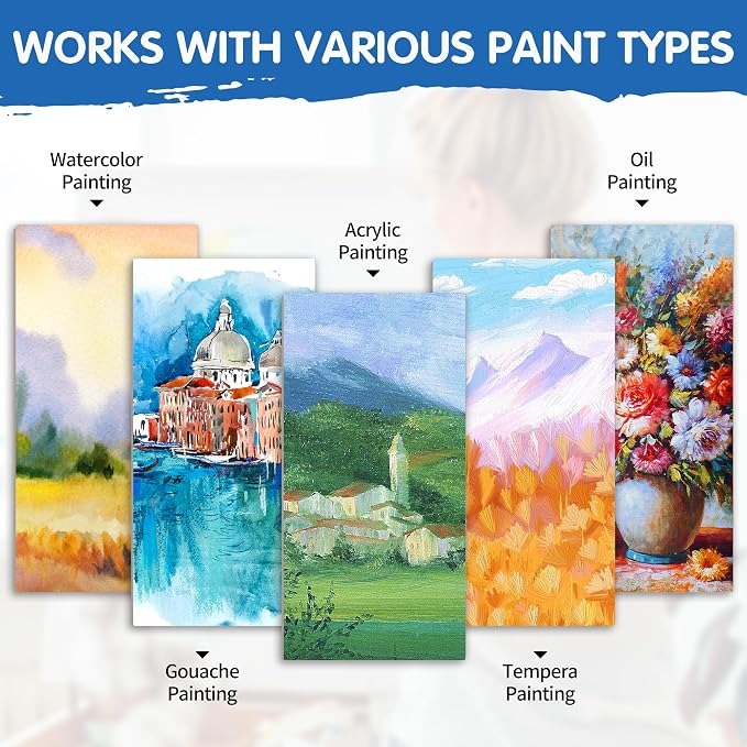 FIXSMITH Stretched White Blank Canvas - 10x20 Inch, 5 Pack,Primed Large Canvas,100% Cotton,5/8 Inch Profile of Super Value Pack for Acrylics,Oils & Other Painting Media