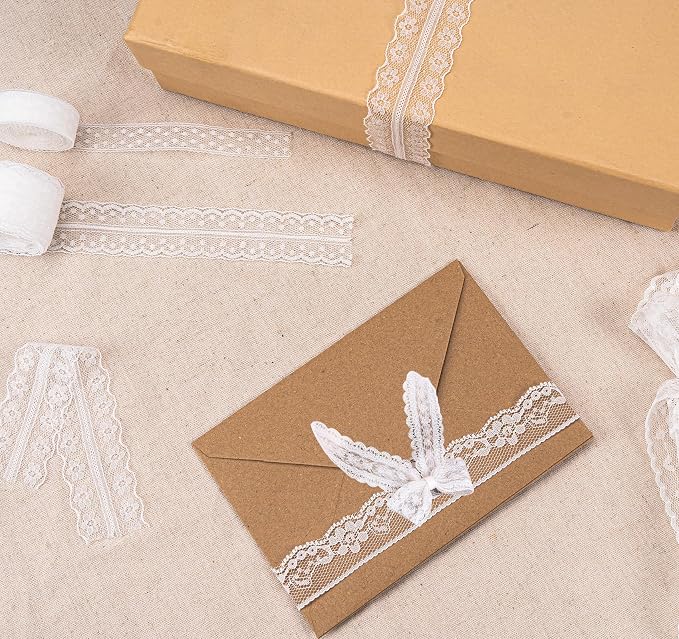 ilauke 82 Yards White Lace Ribbon 15 Rolls Vintage Lace Trims