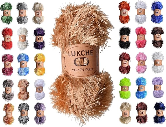 Eyelash Fun Fur Yarn Premium 100% Polyester 164 Yds (150 Mt), 3.53 Oz (100 Gr) Colorful Crochet Yarn Dıy Hand Knitting. (Camel Hair, 1 Skein)