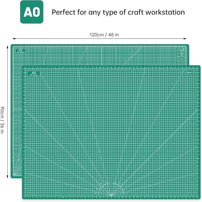 Headley Tools Thickened 36 x 48 Inch Self Healing Sewing Cutting Mat, A0 Rotary Cutting Sewing Mat for Crafts, Double Sided 5-Ply Table Cutting Board for Fabric Quilting Leather Hobby, Green