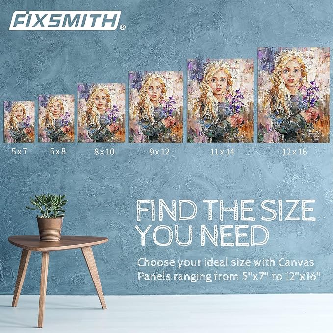 FIXSMITH Canvas Boards for Painting Multi Pack- 5x7,8x10,9x12,11x14 (8 of Each),Set of 32, 100% Cotton Primed Canvas Panels for Acrylic, Oil, Art Supplies for Kids, Adults, Beginners