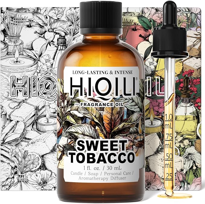 HIQILI Sweet Tobacco Fragrance Oil for Diffuser, Candle & Perfume Making