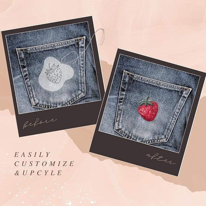 Easy Clothing Embroidery Kit - 34 Water Soluble Stick & Stitch Designs - Embroidery Kit for Clothes Starter Pack, Beginners All Inclusive Kit for Clothing Embroidery
