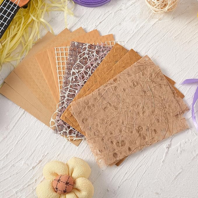16 Sheets Textured Scrapbook Paper Mesh Fabric Kit - 1 Pack Bullet Junk Journal Supplies Card Making Vision Board Scrapbooking Embellishments 3.9x5.5 Inch