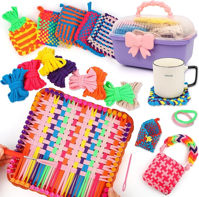 Upgraded Frame Weaving Loom Kit for Kids, Beginner Crochet Kit (224 Loops)