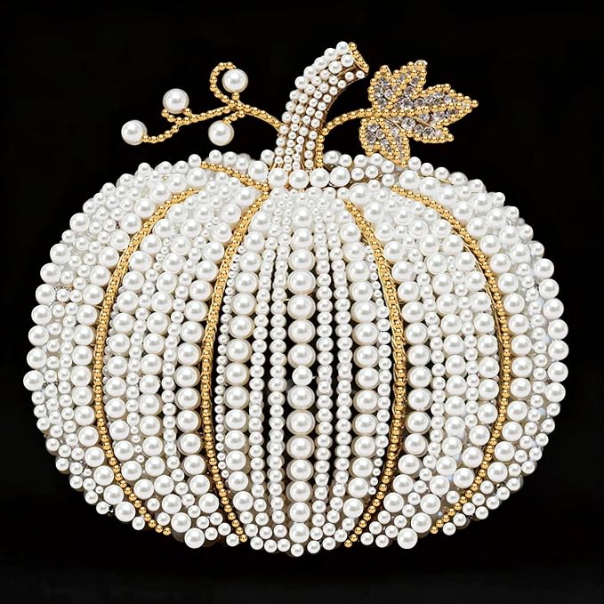 Morudeor Diamond Art Pearl Painting Kits for Adults,Special Shape Diamond Art Kits for Pumpkin, DIY 3D Plastic Pearl Painting Kit for Home Decoration 12 × 12 inch