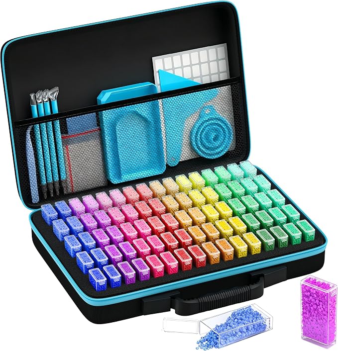 Diamond Painting Storage Containers Art Kits for Adults, 80 Slots Portable Bead Storage Boxes for Diamond Painting Accessories and Tools