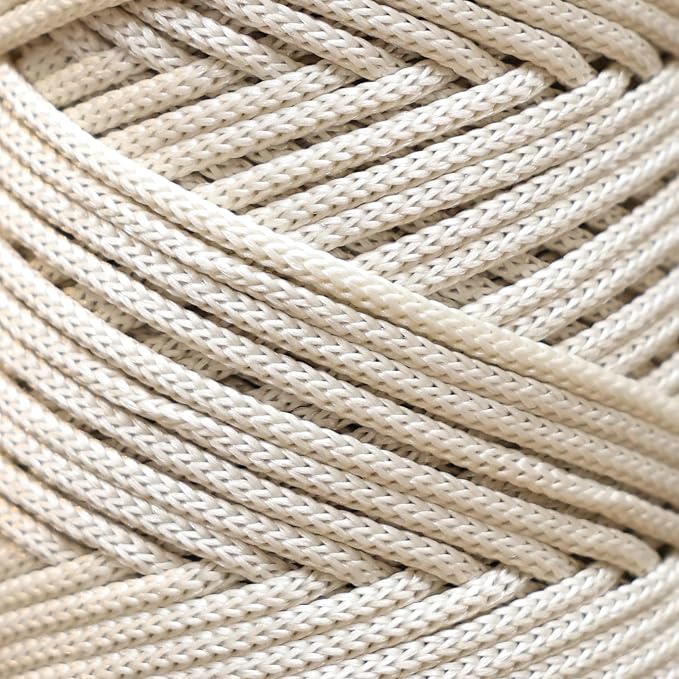 Makromecity, Premium Polyester Macrame Cord 3mm x 131 Yards (394 feet) 3mm Polypropylene Ecru Macrame Cord Crochet Macrame Bag Cord Crafts for Wall Hangings, Bags, Underplate, Rug