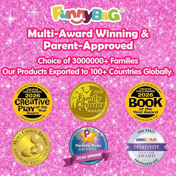 FUNNYB&G Foil Art Craft Kit for Kids, Sparkly Birthday Gift Toy for Kids | No Mess, Kids Ages 4-10 Create Sparkling Artwork, A Creative Gift for Birthdays, Holidays, Travel Activities,Screen-Free Fun