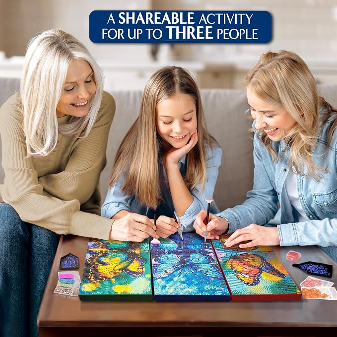 ArtSkills Diamond Painting Kit Framed Canvas Diamond Art - Butterflies