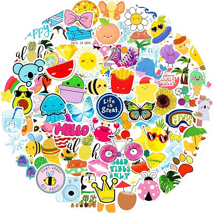 300Pcs Waterproof Vinyl Water Bottle Stickers for Kids Teens, Cute Aesthetic Sticker Packs for Students School Supplies Teacher Prizes Classroom Must Haves