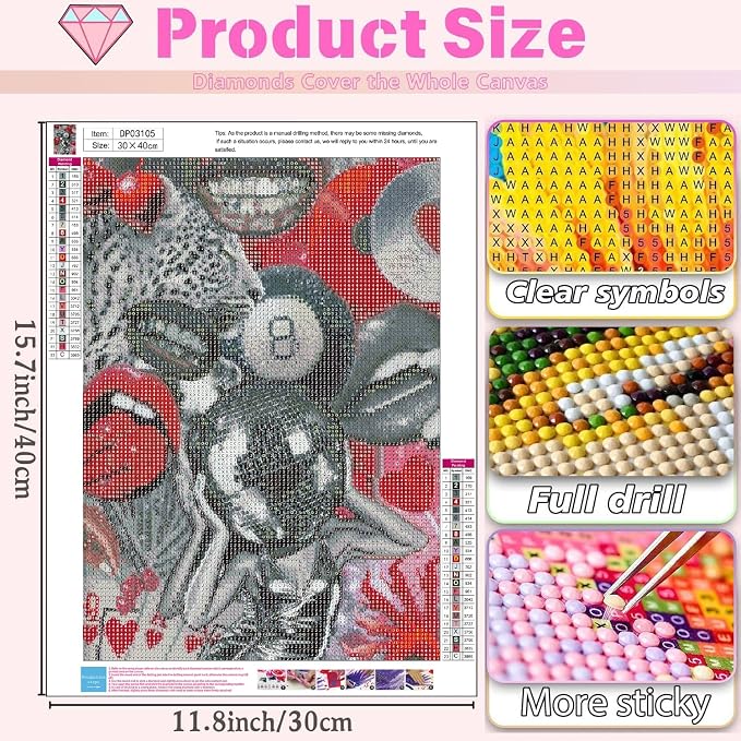 BAWKENTON Retro Diamond Art Kits for Adults Diamond Painting Kit for Adults