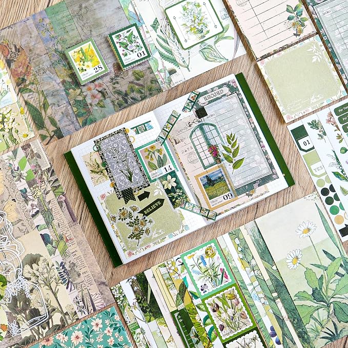 Scrapbooking Supplies Kit, A6 Grid Notebook, Vintage Junk Journaling Kit