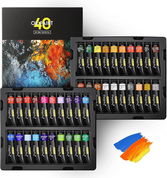 Magicfly Oil Paint, 40pcs (18ml/0.6oz) Oil Paint Set, Oil Paints on Canvas | Professional Oil Painting, Non-toxic, Creamy Texture, Rich Pigments, Easy to Blend, Suit for Artists/Students/Beginners/Kids
