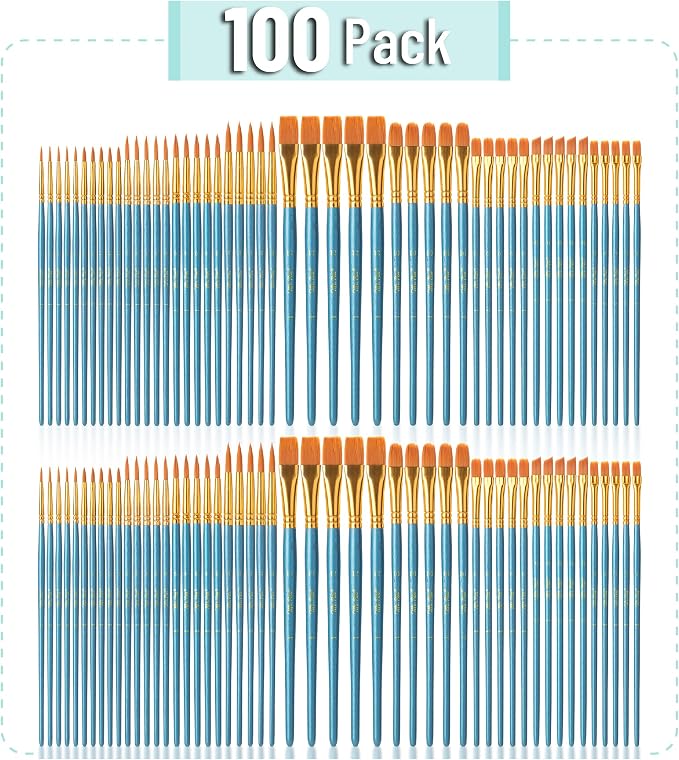 Mr. Pen- Acrylic Paint Brushes Set, 100 Pack, Round & Pointed Tip