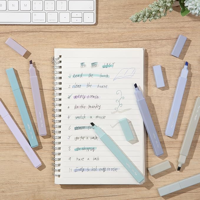 Mr. Pen- Aesthetic Highlighters No Bleed, 8 Pack, Assorted Colors | Chisel Tip, Cute Highlighters Assorted Colors for Journaling, Highlighting, Underlining, Fast Dry, Back to School Supplies