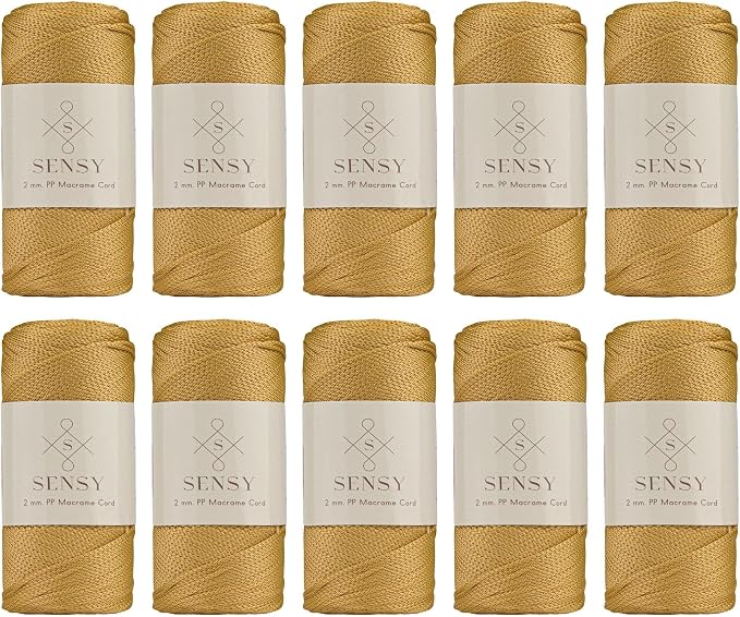 S Sensy 2mm-Premium Polypropylene Macrame Cord 10 Skeins Mustard 252 Yards